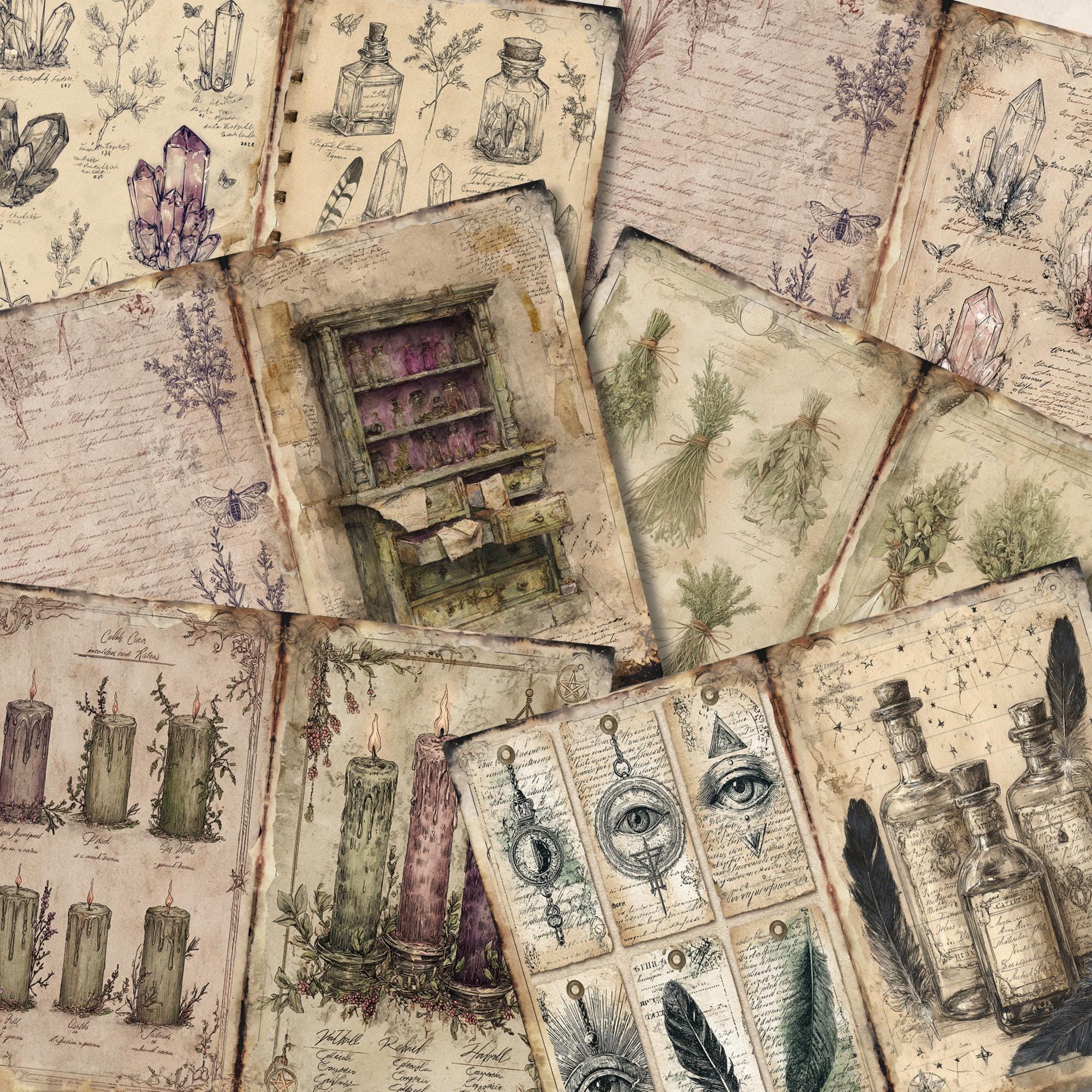 Witch's Apothecary Junk Journal Kit: Vintage Ephemera Pages (digital ...
