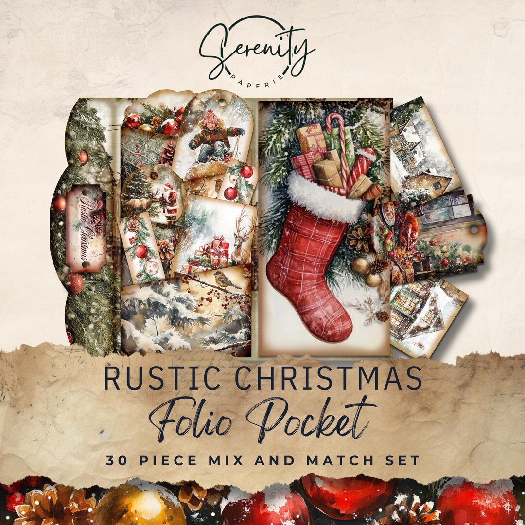 Christmas Junk Journal Kit Printable, 30-piece Mix & Match Pockets ...