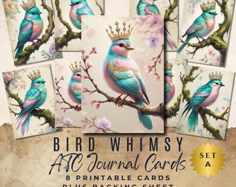 ATC Cards Printable Ephemera Set of 8 for Junk Journals & Scrapbooking Projects Set A JJ092