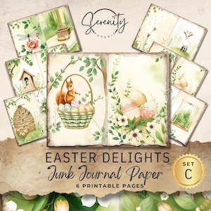 Easter Junk Journal Pages - Vintage Floral Collage - Printable Ephemera Pack - Digital Download 11 x 8.5, JJ057