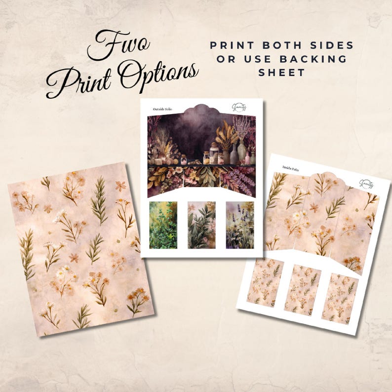 Junk Journal Folio Trifold Mini Ephemera Printable Kit for DIY Crafting ...