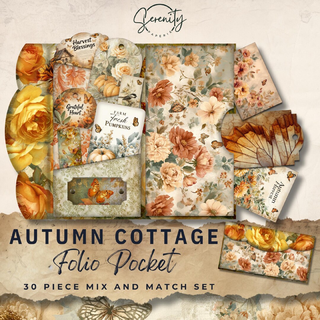 Autumn Junk Journal Folio - Printable Ephemera Kit - Espresso Craft ...