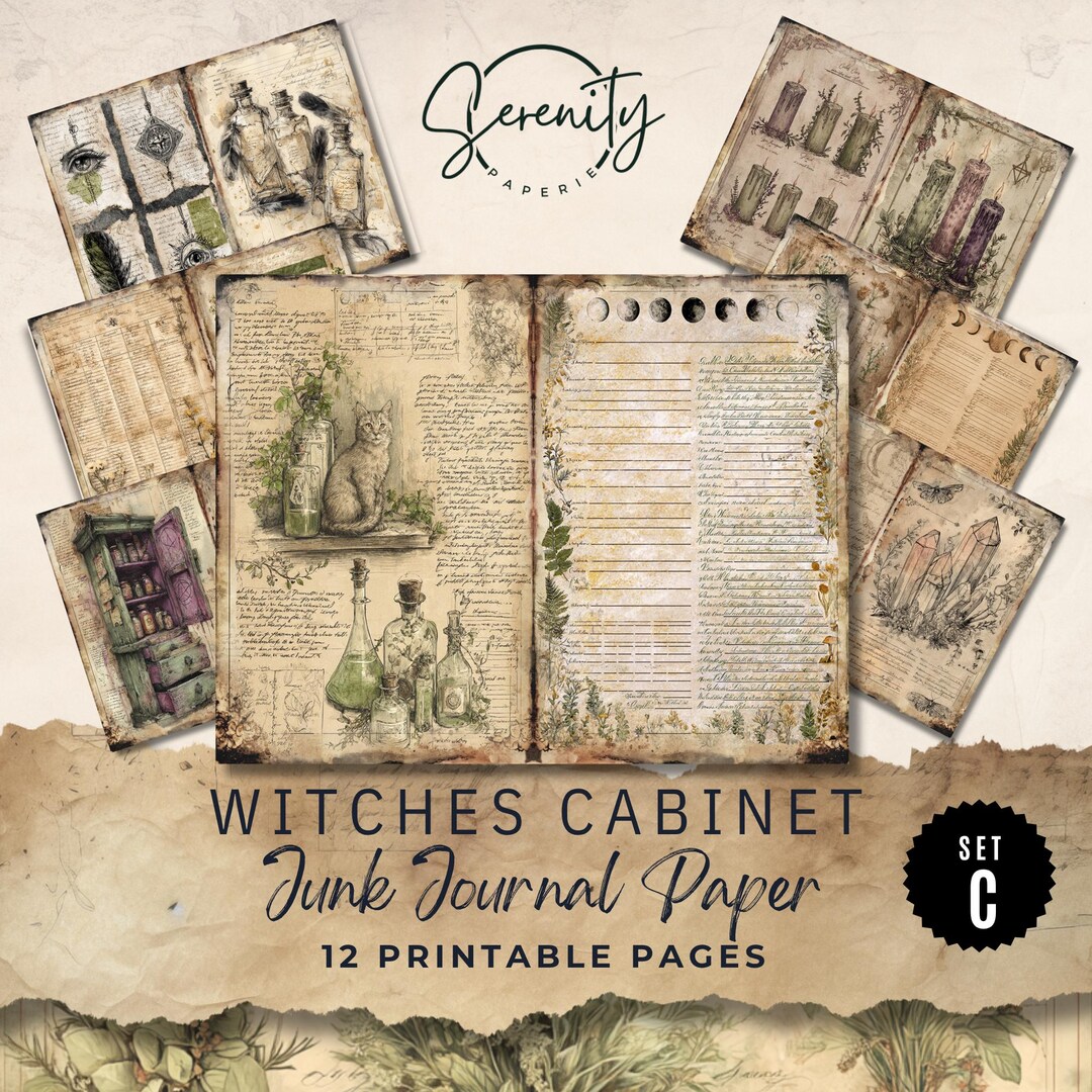 Witch's Apothecary Junk Journal Kit: Vintage Ephemera Pages (digital ...