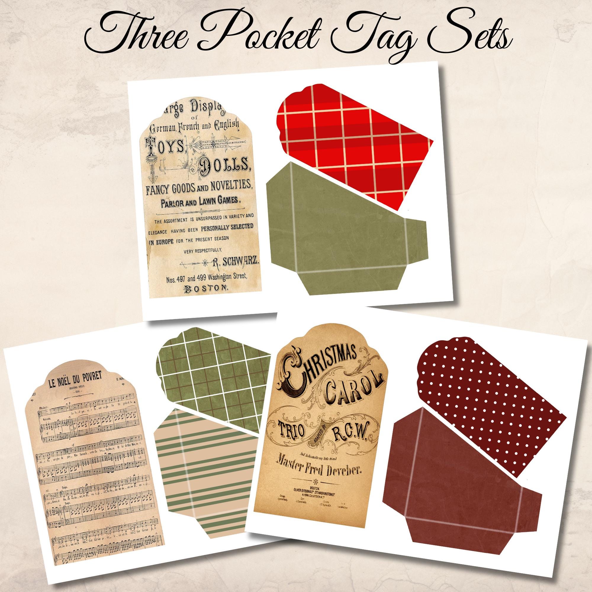 Christmas Digital Junk Journal Loaded Folder Pocket Tags, Shabby ...