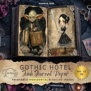 30 Gothic Junk Journal Pages - Halloween Ephemera Spooky Collage Sheets, Instant Download, Collage Sheet 11 x 8.5, JJ078 SET B