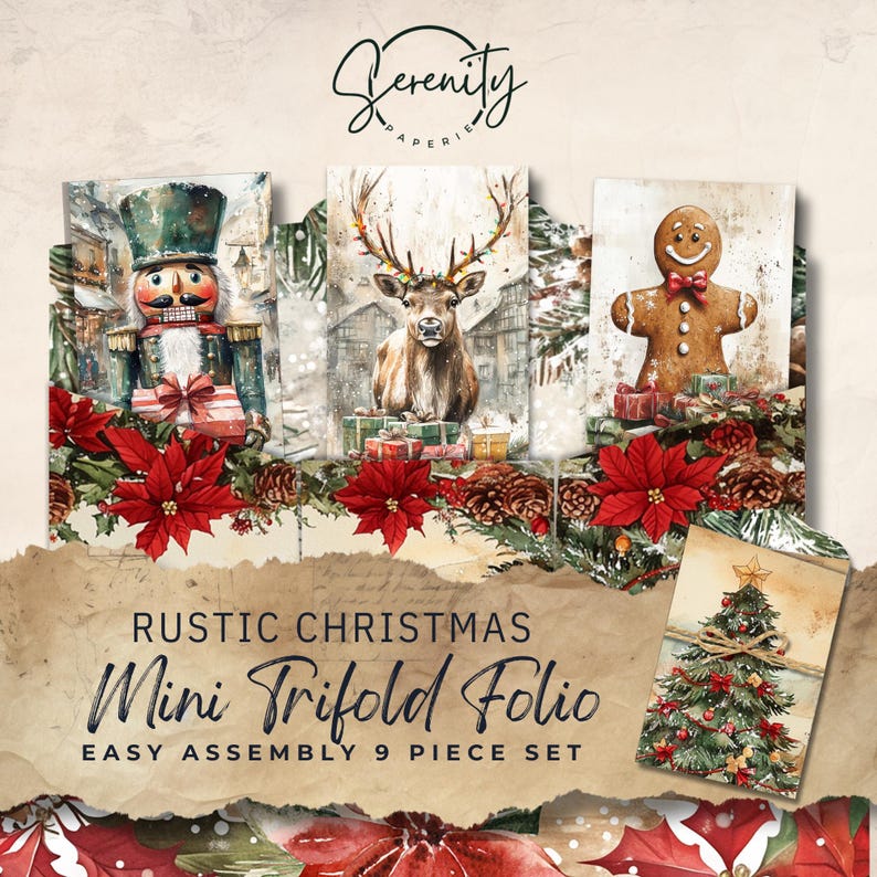 Rustic Christmas Mega Junk Journal Kit - 222 Piece Floral Printable ...