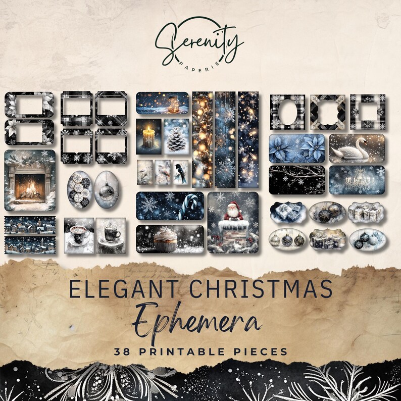 Elegant Christmas Mega Junk Journal Kit - 222 Piece Floral Printable ...