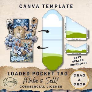 Loaded Pocket Tag Canva Template Printable Base Pockets Junk Journal JJT003