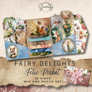 Fairy Waterfall Junk Journal Kit Printable | DIY Scrapbooking Ephemera Folio | 8.5x11 Craft Supplies - JJ102