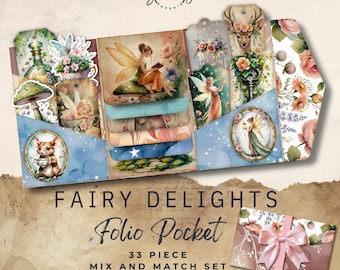 Fairy Waterfall Junk Journal Kit Printable | DIY Scrapbooking Ephemera Folio | 8.5x11 Craft Supplies - JJ102