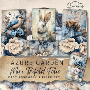 Azure Garden Junk Journal Folio / Kit da giardiniere vintage stampabile / Forniture per scrapbooking / Download digitale 11 x 8,5, JJ063