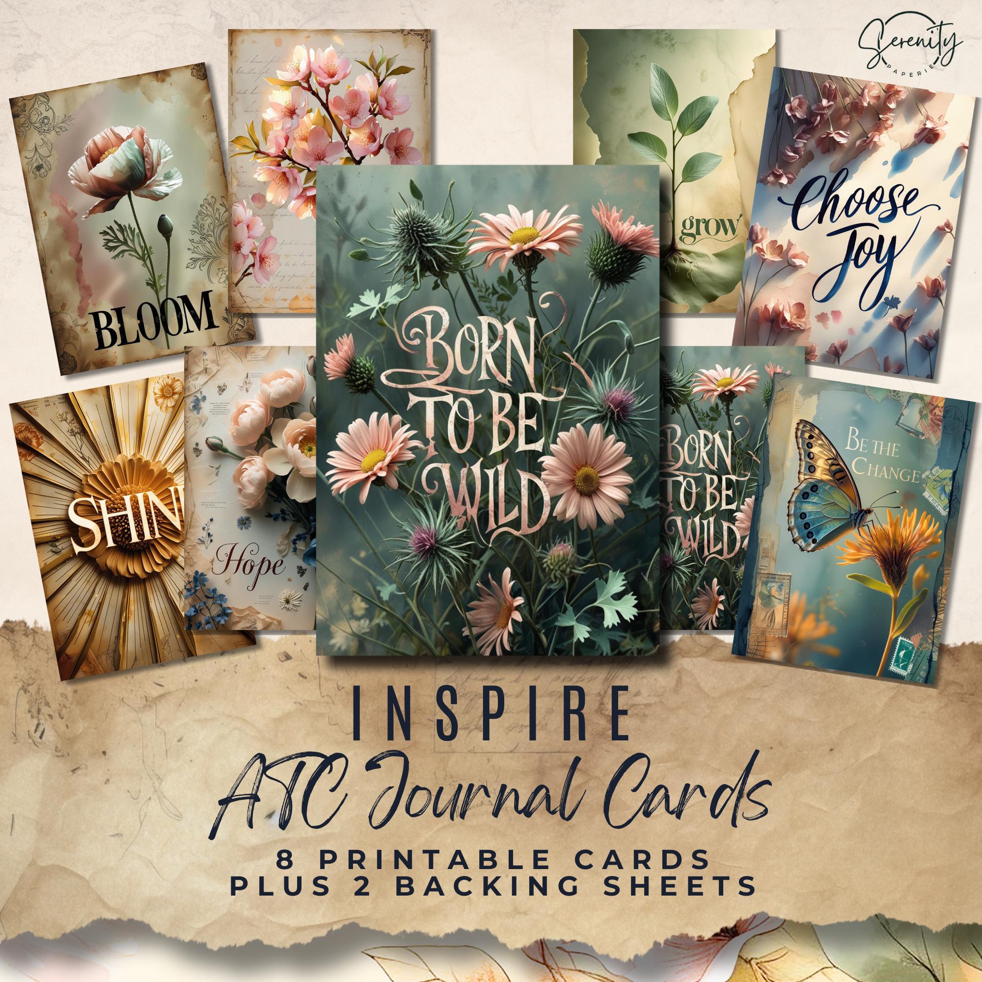 Printable ATC Cards Ephemera Set: Junk Journal & Scrapbook (8.5x11 ...