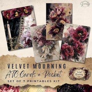 ATC Cards Printable with a Pocket – Ephemera Pages for Junk Journals & Scrapbooking 8.5x11 Digital Download JJ118