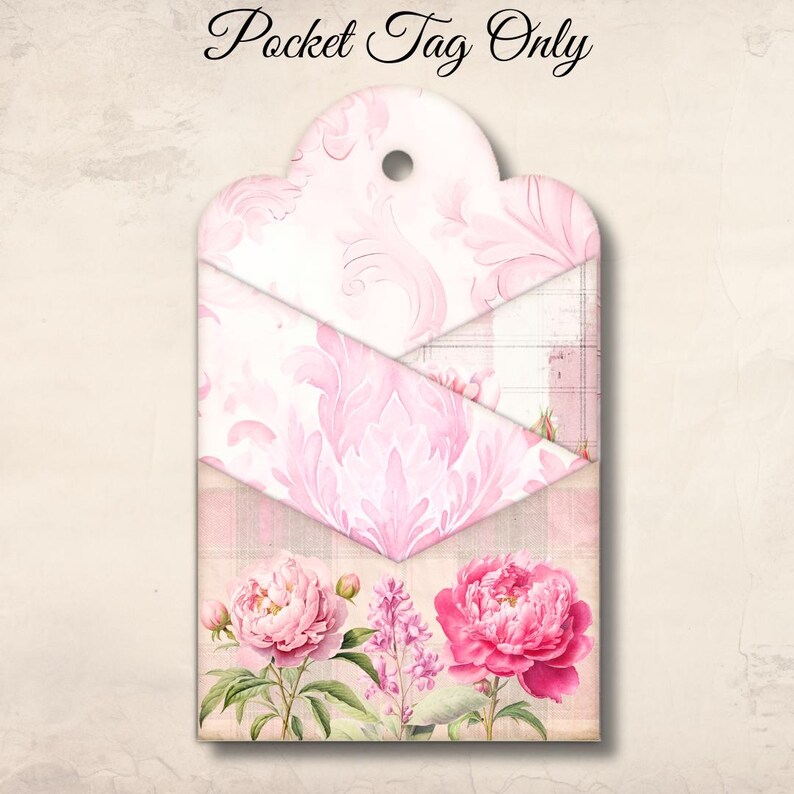 Loaded Tag Printable, Vintage Shabby Chic Pink Flowers, Junk Journal ...