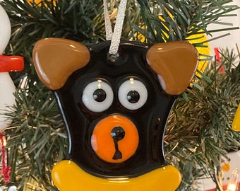 Fused Dog Ornament "February"