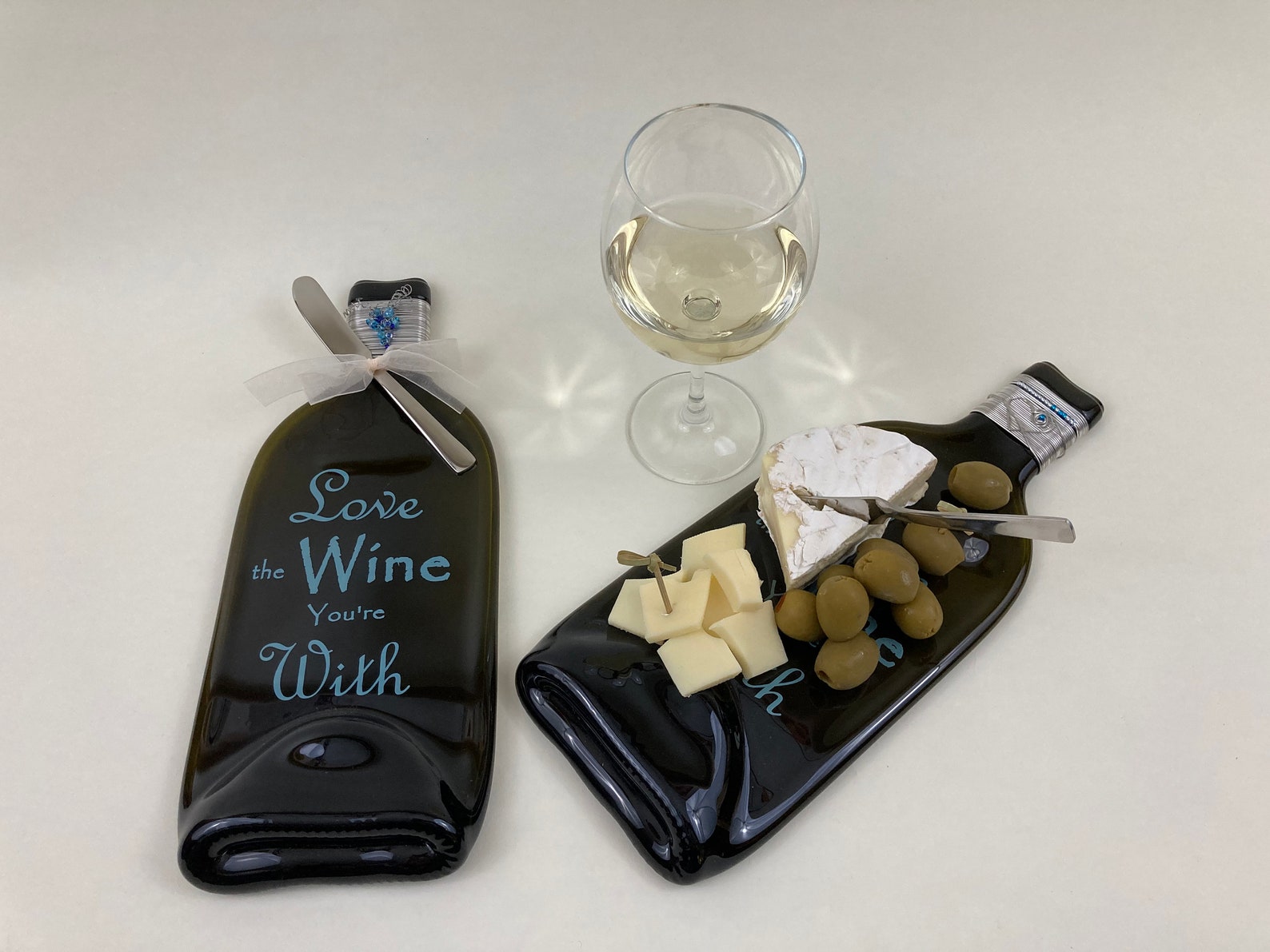 Slumped Wine Bottle Cheese Platter Love the Wine You're Etsy
