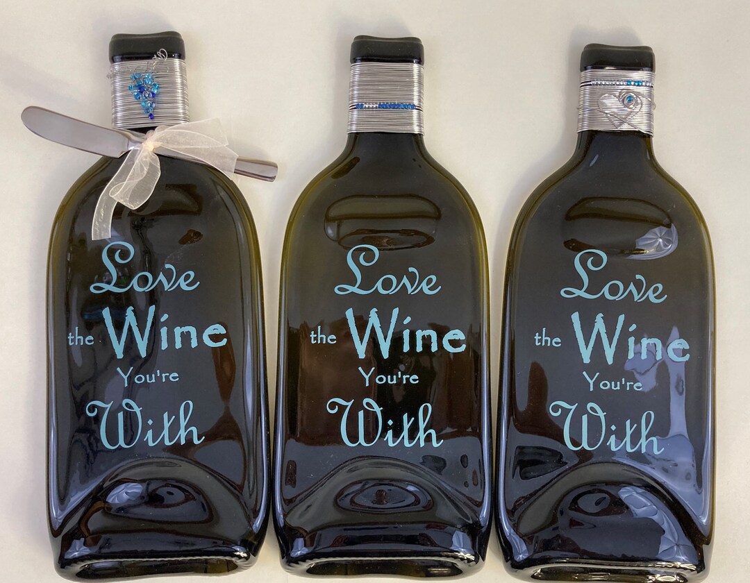 Slumped Wine Bottle Cheese Platter Love the Wine You're Etsy