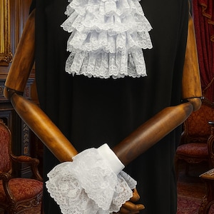 Lace Victorian jabot and wrist cuffs set Jabot and wrist cuffs pirate accessories costume set Vampire dress outfit Mad Hatter costume image 1