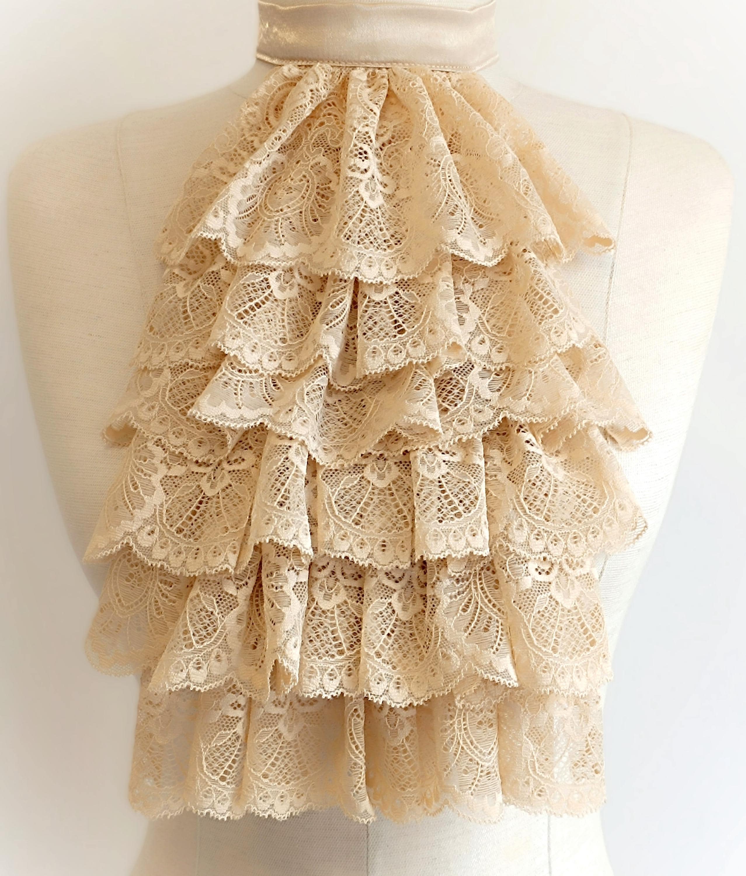 Collier Jabot En Dentelle Noire Victorienne - Avec Cristaux - Pour Costume Renaissance, Halloween, Cosplay - 2