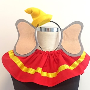 Flying Elephant costume idea for Halloween  Dumbo collar and hat Dumbo dress up Dumbo red collar Flying Elephant outfit