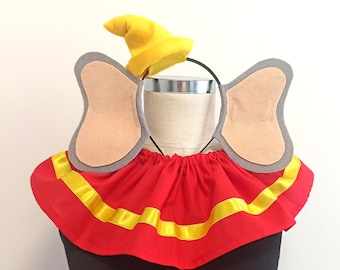 Flying Elephantcostume accessory Dumbo costume collar and hat Dumbo dress up Dumbo red collar  Dumbo tiara