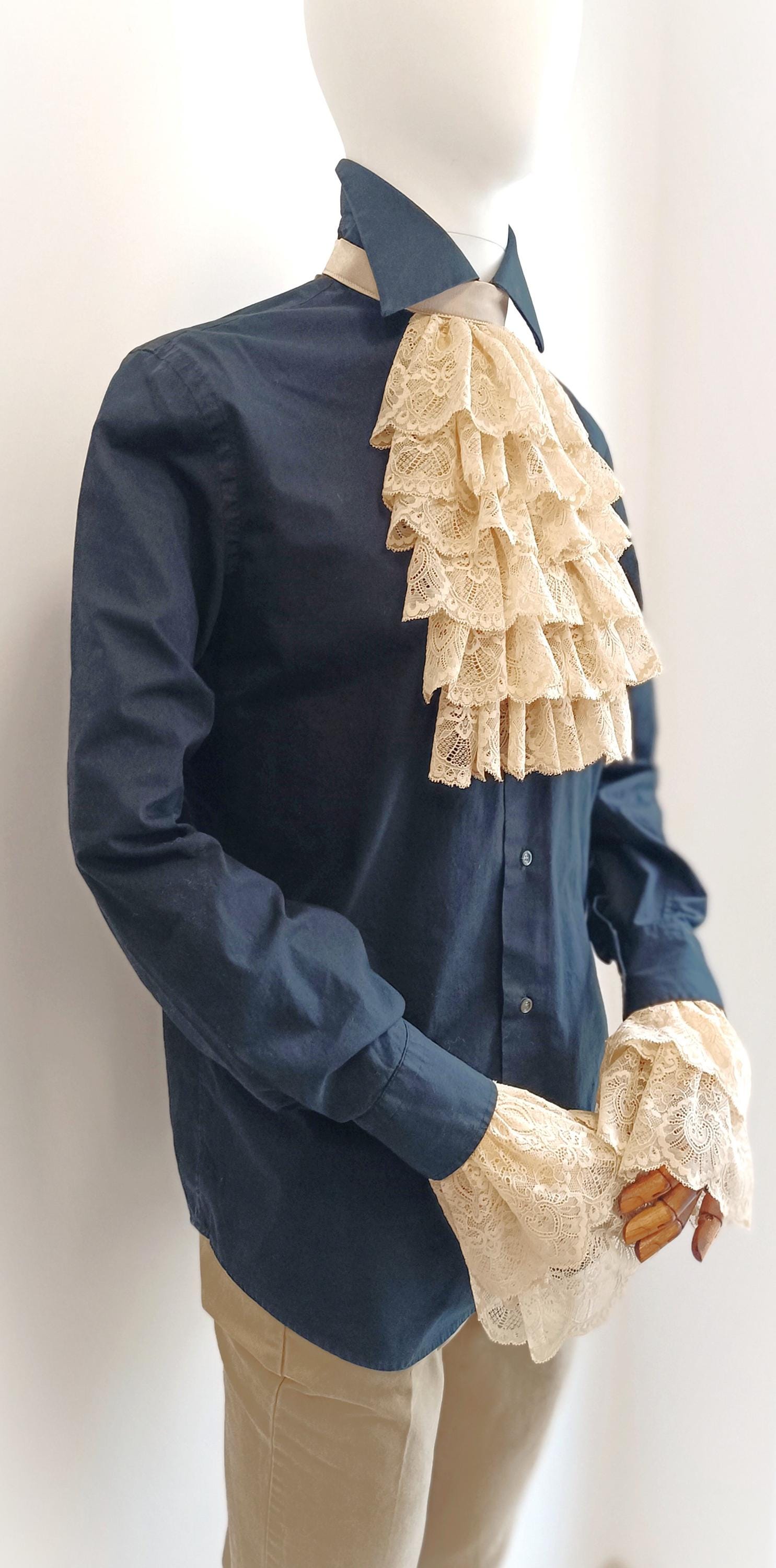 Ensemble Col Et Manchettes Jabot Dentelle - Accessoire Costume Victorien Halloween Cosplay