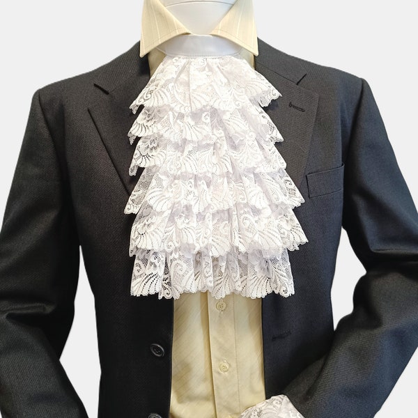 Victorian Jabot collar and wrist cuffs  Historical ruffle collar and Cuffs Vampire costume accessorie Lace collar  Pirate costume