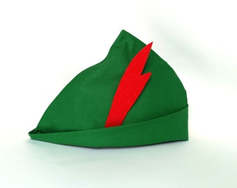 Chapeau Peter Pan, chapeau Robin des bois, tenue Peter Pan, chapeau vert Robin des bois, Costume Peter Pan, tenue Robin des bois d'Halloween, chapeau vert