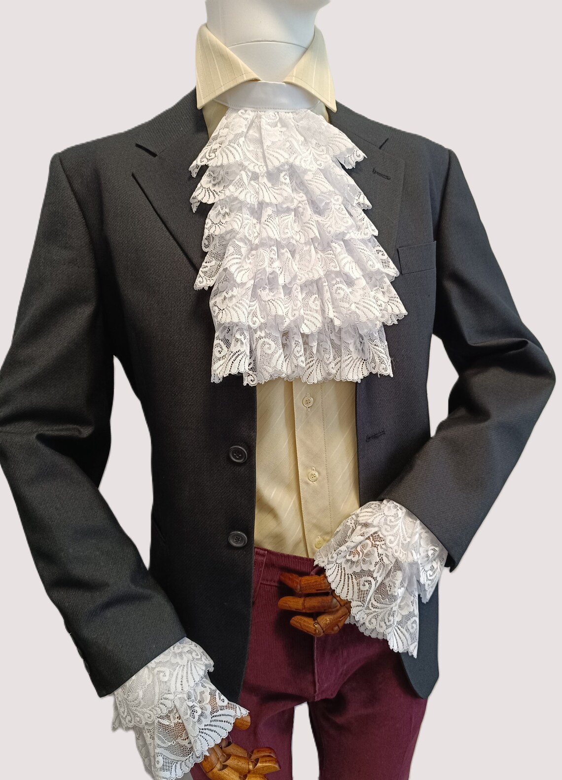 Victorian Jabot Collar and Wrist Cuffs Historical Ruffle Collar and ...
