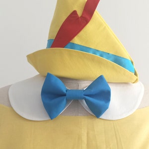 Pinocchio dress up hat and collar accessory Pinocchio costume White Collar with blue bowtie Detachable collar