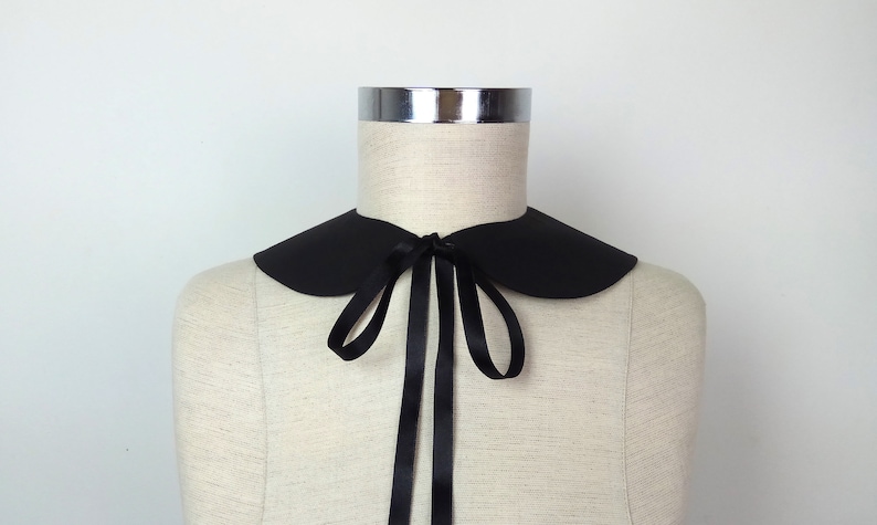 Detachable black Peter Pan Collar Adjustable collar Necklace Collar accessory Addams family black collar image 7