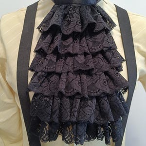 Victorian ruff jabot collar Vintage Lace Jabot Black, white  Jabot ,ruffle Collar , Halloween cosplay jabot, king costume,Mat Hatter outfit
