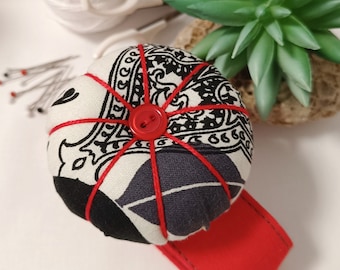 Wrist Pincushion personalized Flower Cushion pin holder ,needle holder bracelet  Quilter Sewers  Craftsman Christmas gift idea ,sewing tools