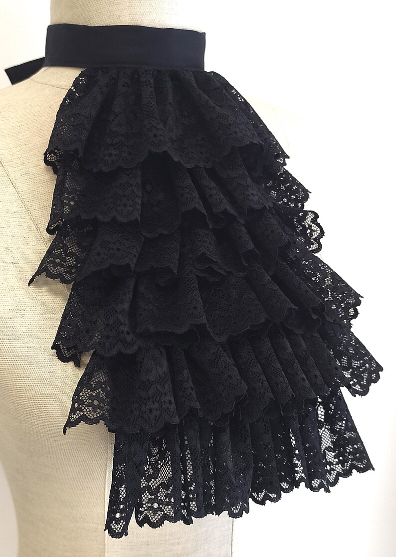 Lace Victorian jabot and wrist cuffs set Jabot and wrist cuffs pirate accessories costume set Vampire dress outfit Mad Hatter costume image 3