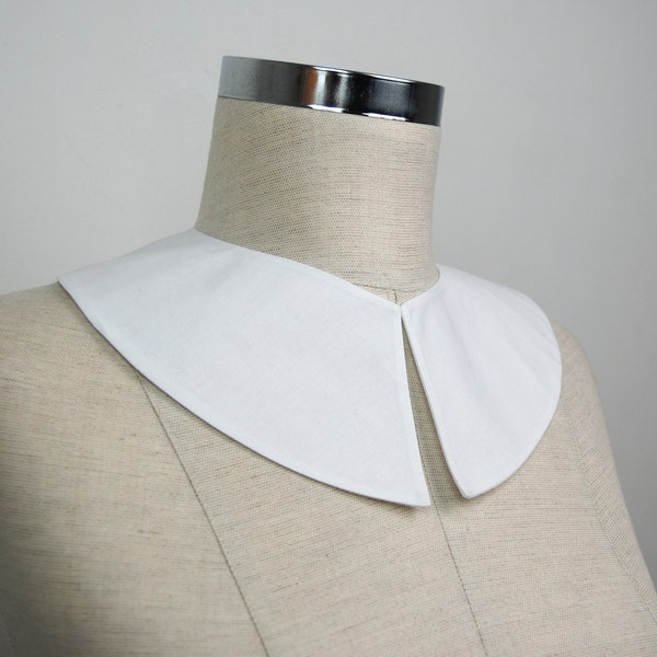 Collar Peter Pan de cuello blanco desmontable hecho a mano de tela de algodón fino, traje de peregrino