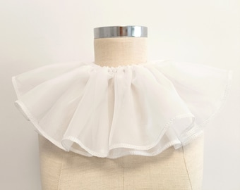 Clown ruff collar Victorian detachable collar Harlequin  Circus Costume accessorie, Pierrot ruffle collar, Elizabeth ruffle neck collar