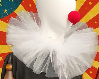 Zirkus Clown Rüschen Kragen, Harlekin Pierrot Halskrause, viktorianisches Cosplay oder Kostüm Accessoire
