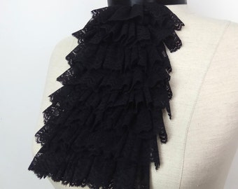 Vampire black collar lace Jabot for Halloween costume Victorian ruffle collar Pirate jabot collar