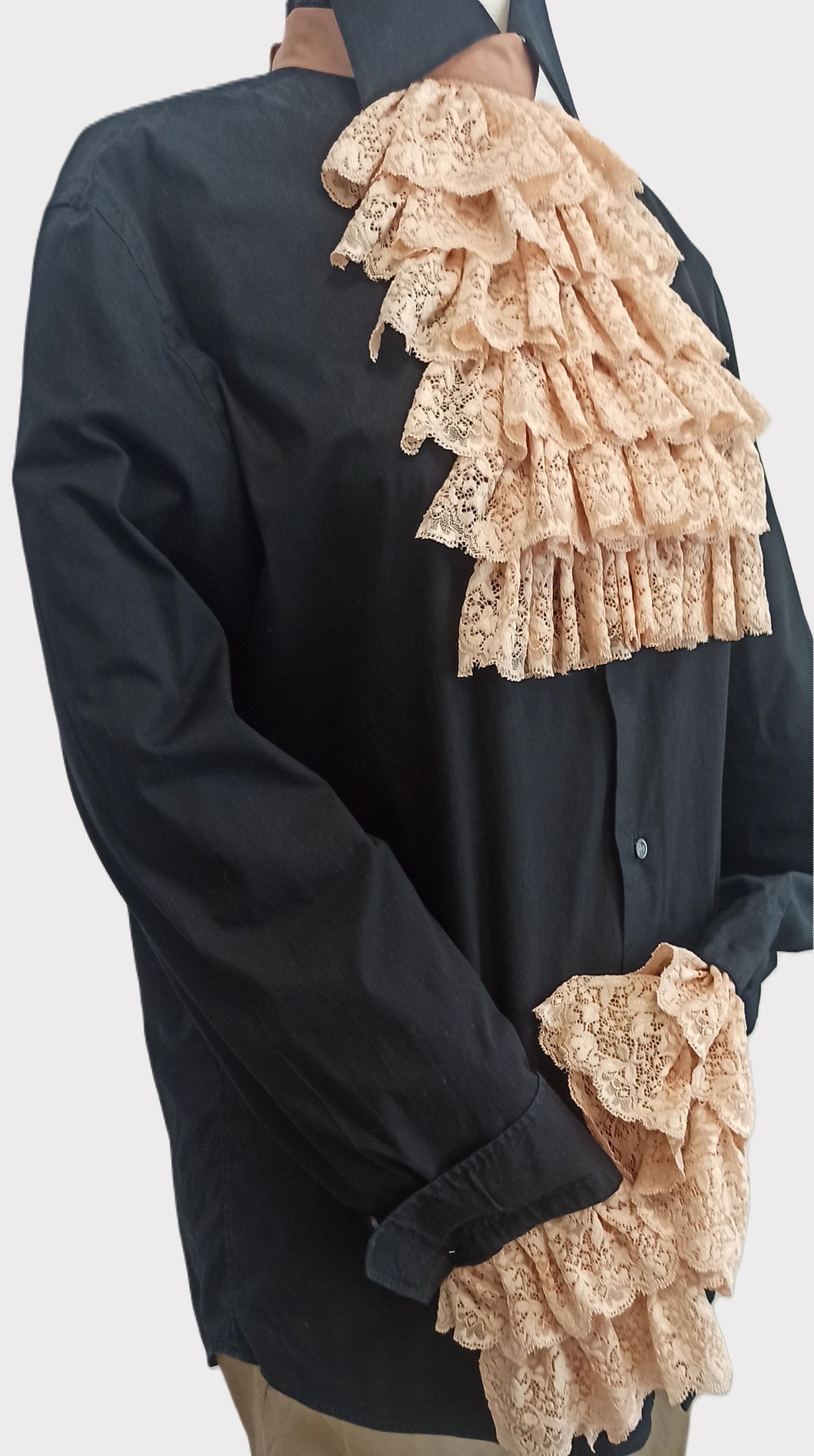 Victorian Jabot Collar and Wrist Cuffs Historical Ruffle Collar and ...