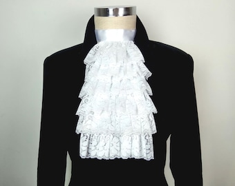 Lace Jabot on sale, Pirate costume, Victorian Jabot, Ruffle Cuffs, Vampire collar dress up, Ruffle Collar Vampire costume, Lace wrist Cuffs