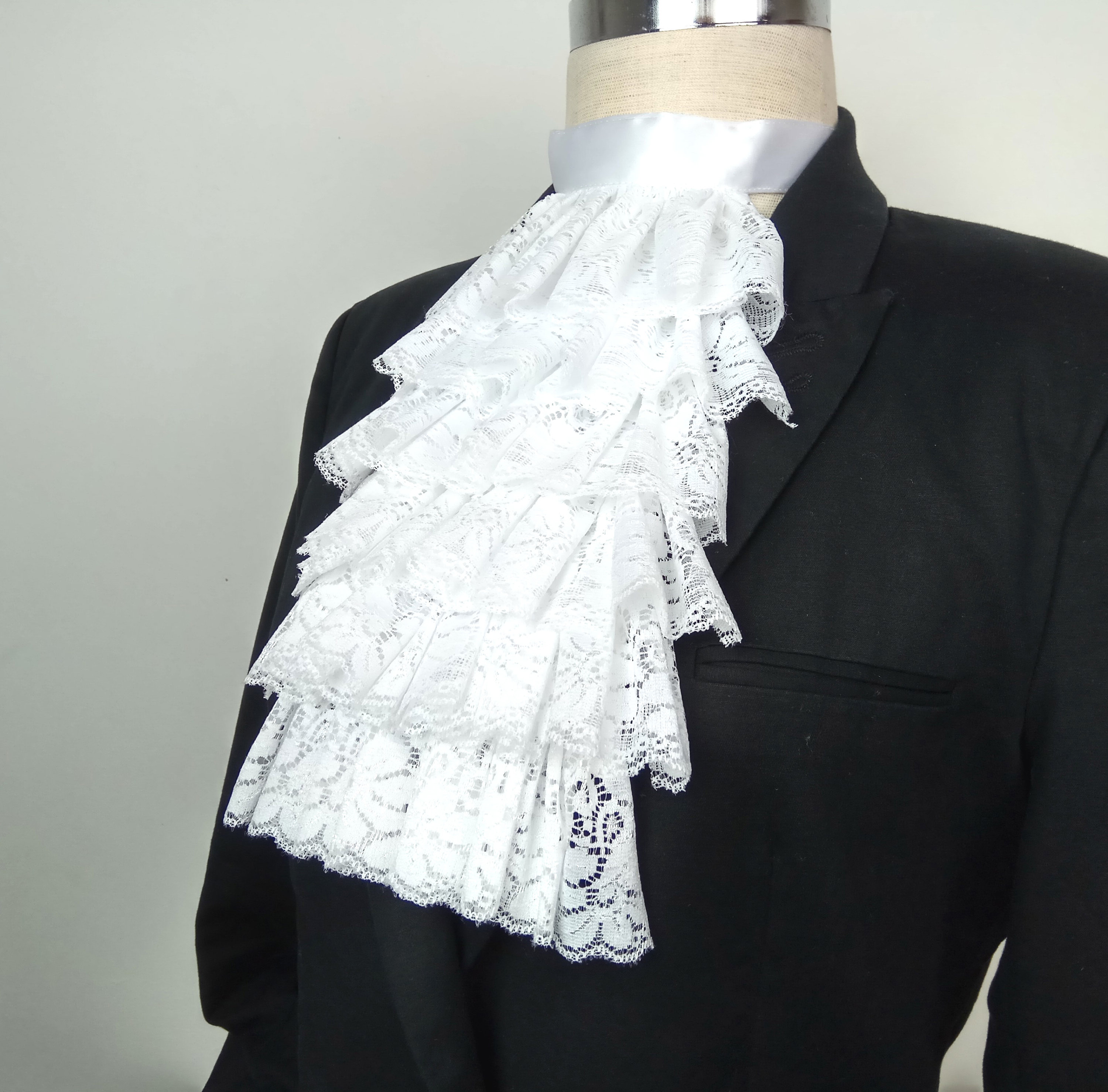 Unisex Blouse Dickey Collar with Jabot Suit Collar Victorian Costume Accessories