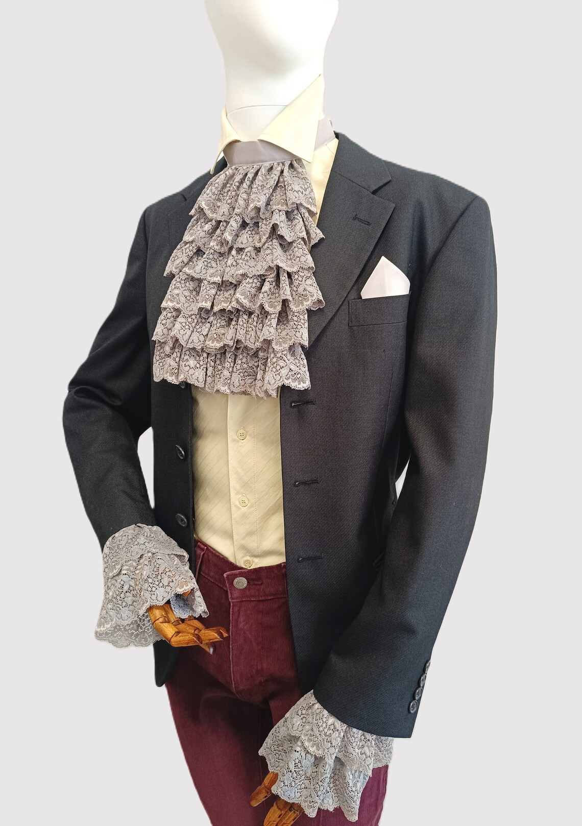 Victorian Jabot Collar and Wrist Cuffs Historical Ruffle Collar and ...