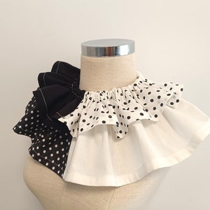 Harlequin clown neck collar black and white detachable ruffle Circus clown collar, adjustable collar Cosplay Clown halloween, pierrot collar