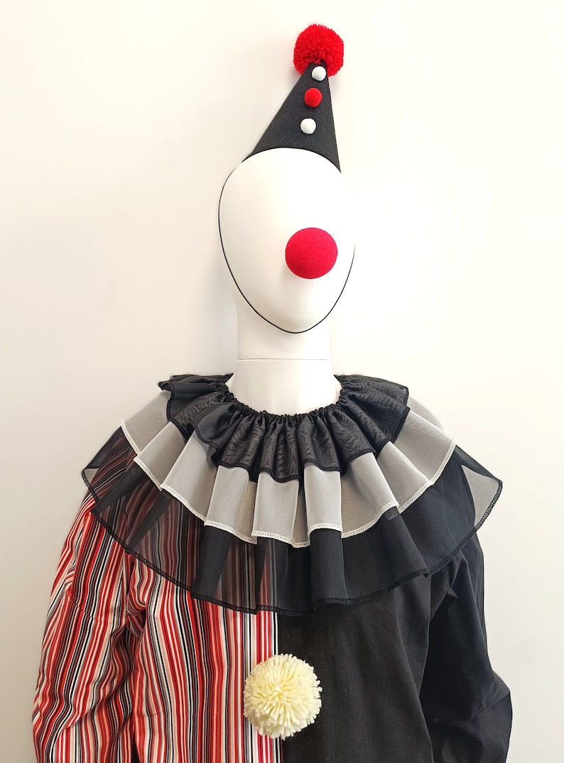 Clown Costume Set – Harlequin Jester Hat and Ruffle Collar Circus Party ...