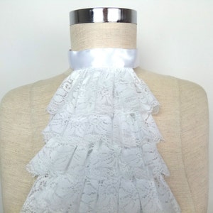 Victorian ruff jabot collar Vintage Lace Jabot Black, white  Jabot ,ruffle Collar , Halloween cosplay jabot, king costume,Mat Hatter outfit