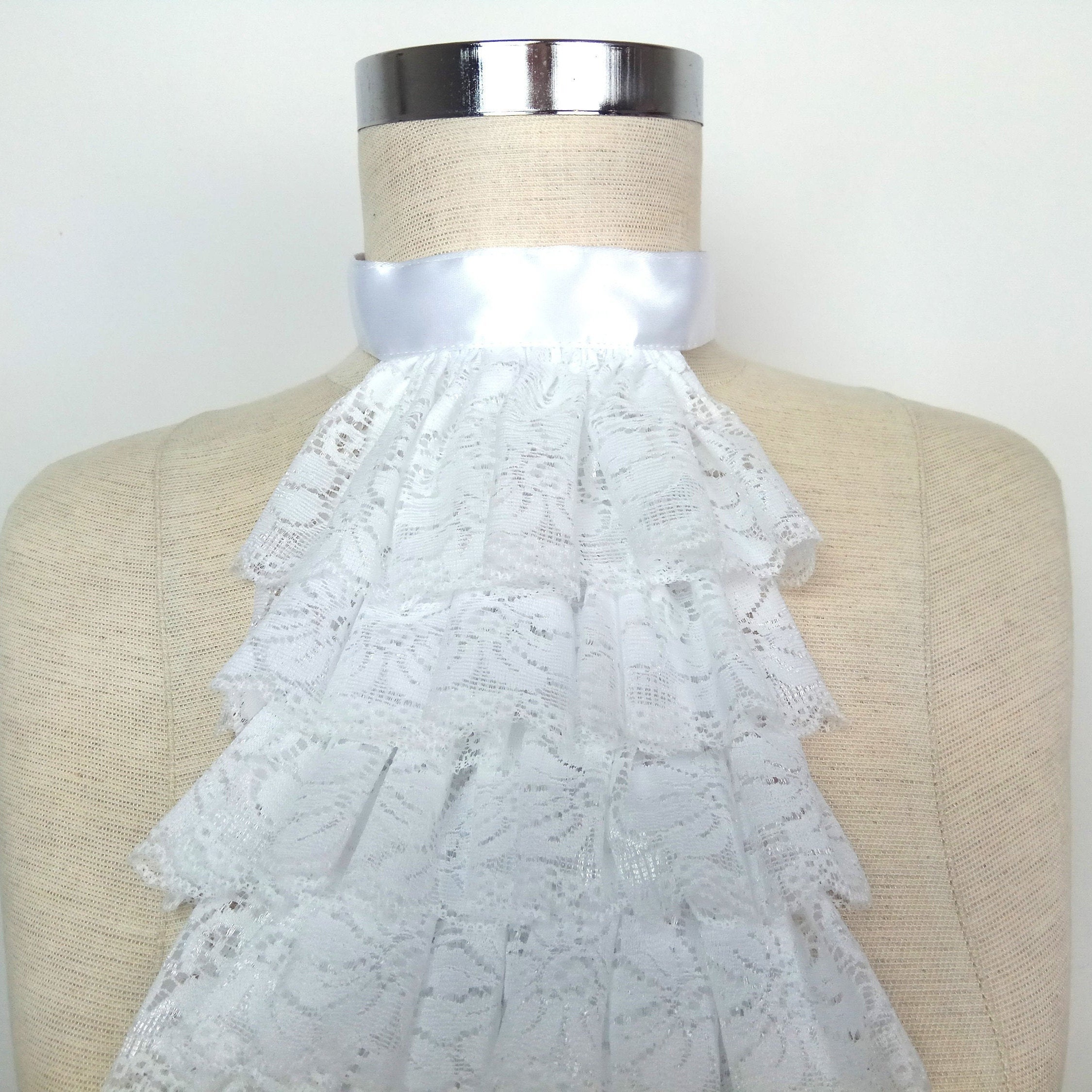 BLACK JABOT lace Jabot Victorian Collar Ruffle Collar Etsy