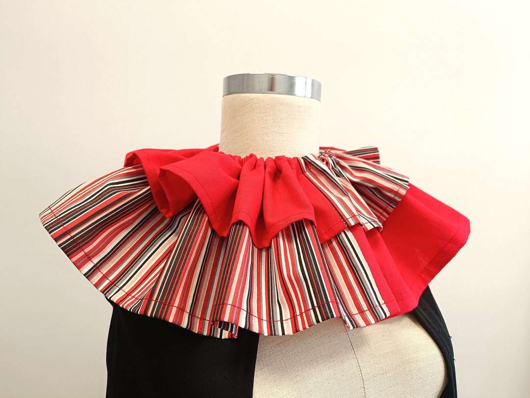 Red Clown Collar Ruff Harlequin Costume Neck Collar Red Adjustable Ruff ...