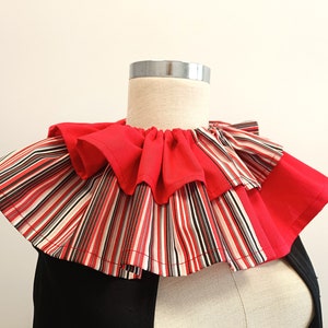 Red Clown collar ruff Harlequin costume neck collar Red adjustable ruff collar Cosplay Clown halloween costume accessory