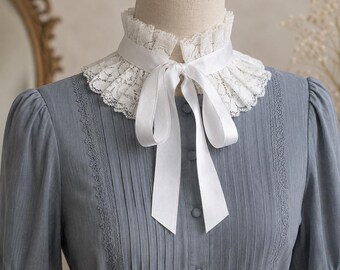 Victorian Lace Ruffle Collar, lolita White Neck Ruff, Removable Vintage Collar, Cosplay  Costume Accessory