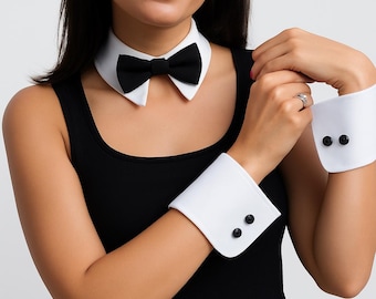 Handmade Detachable Collar and Cuffs – Unisex Costume Accessory Set, Sexy Bunny costume
